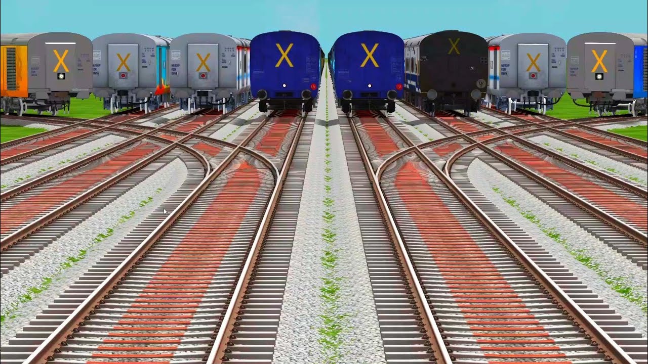 Eights Trains Run Backward At Bumpy Railroad crossing tracks | indian railways beamng drive train 