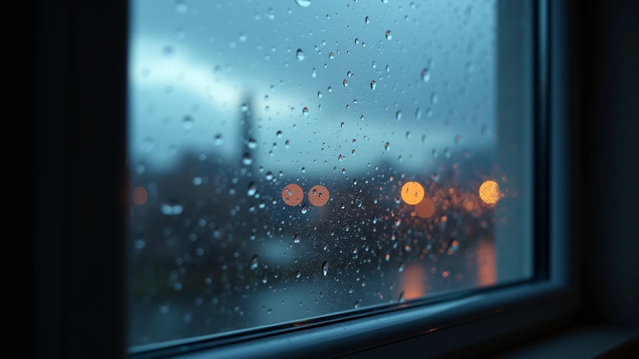 Rain Sounds on a Window | Soft Rain & Night Lights | 2 Hours | No Talking ASMR