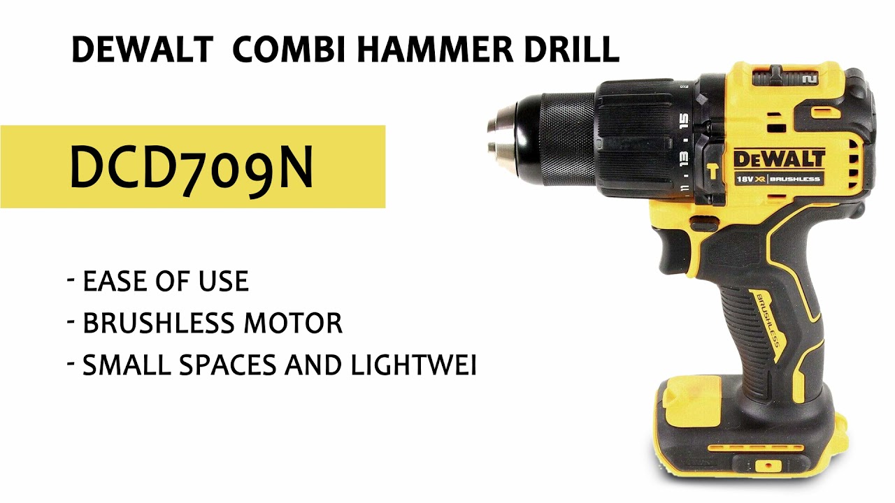 Dewalt DCD709N 18v XR Li-Ion Brushless Compact Combi Hammer Drill &ndash; Bare