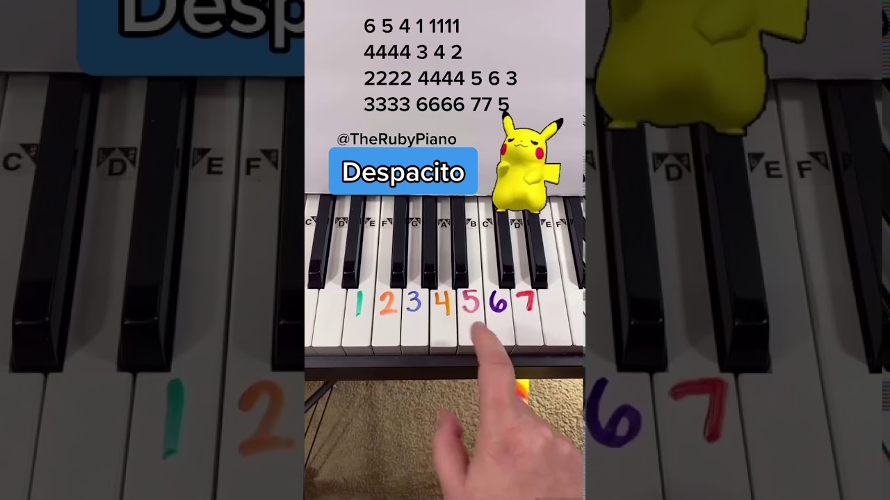 Despacito Piano Easy Tutorial With Numbers #shorts #piano