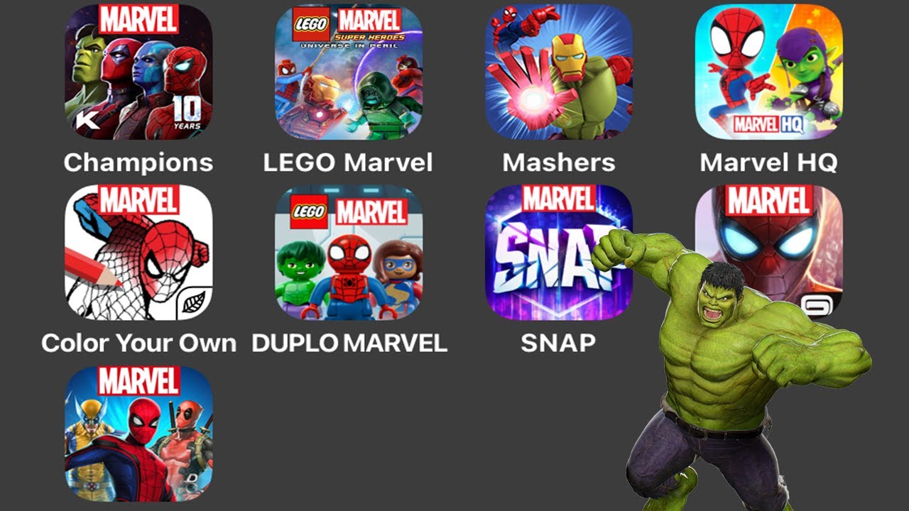 9 Marvel Games: MARVEL Contest of Champions,LEGO MARVEL Super Heroes,MARVEL MIX+SMASH,MARVEL Snap