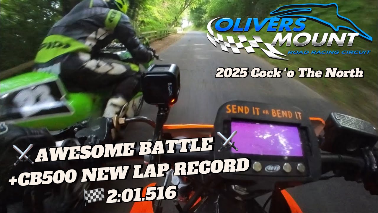 NEW CB500 Oliver’s Mount Lap Record 2:01.516 - Adam Shelton Onboard Battle - 2025 Cock o’ The North