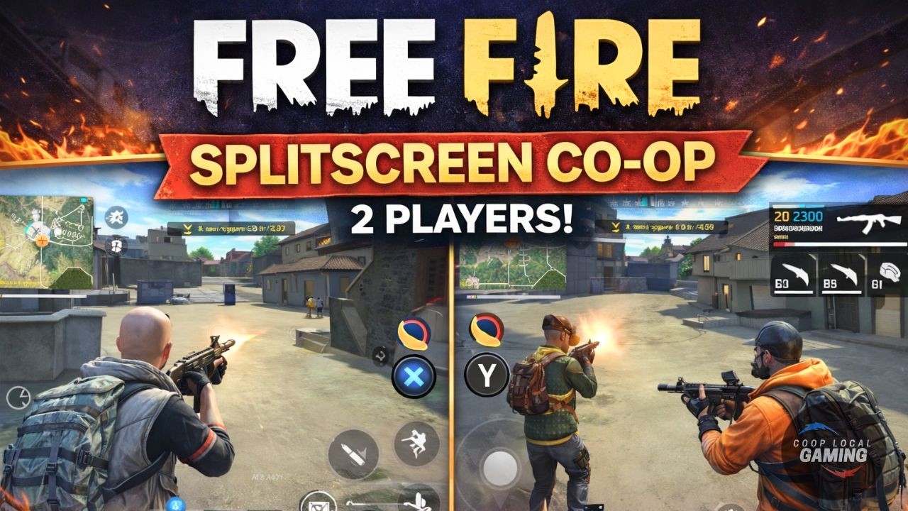 Free Fire - Gameplay with 2 Players Splitscreen Multiplayer on PC