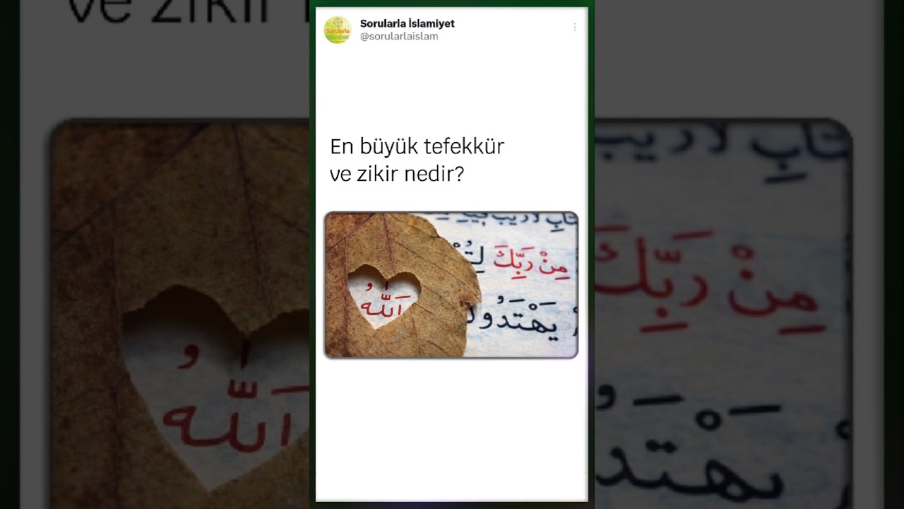 En b&uuml;y&uuml;k tefekk&uuml;r ve zikir nedir?                         #shorts #short #zikir #islam  #shortvideo