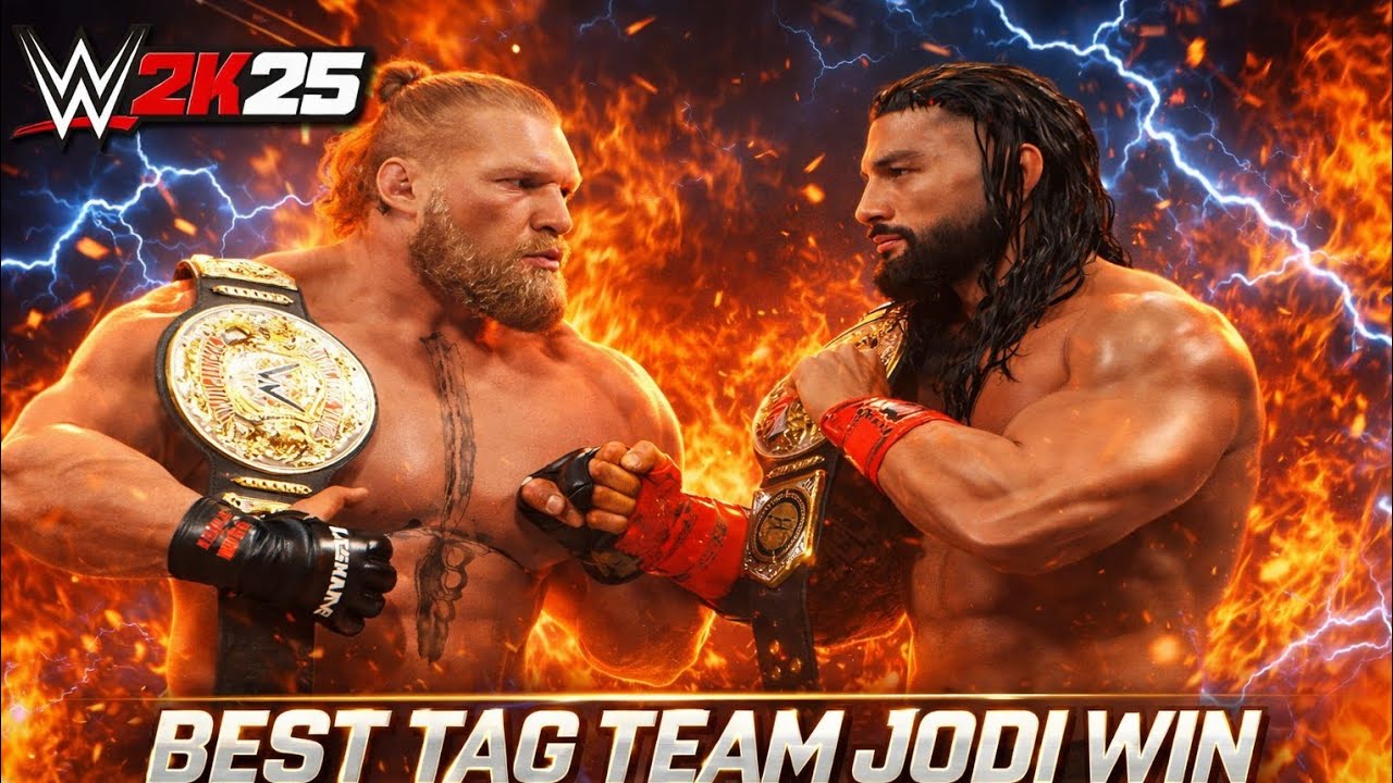 WWE 2K25 BEST TAG TEAM JODI ROMAN REIGNS BROCK LESNAR VS. WWE TAG TEAM CHAMPIONS JEY AND JIMMY USO