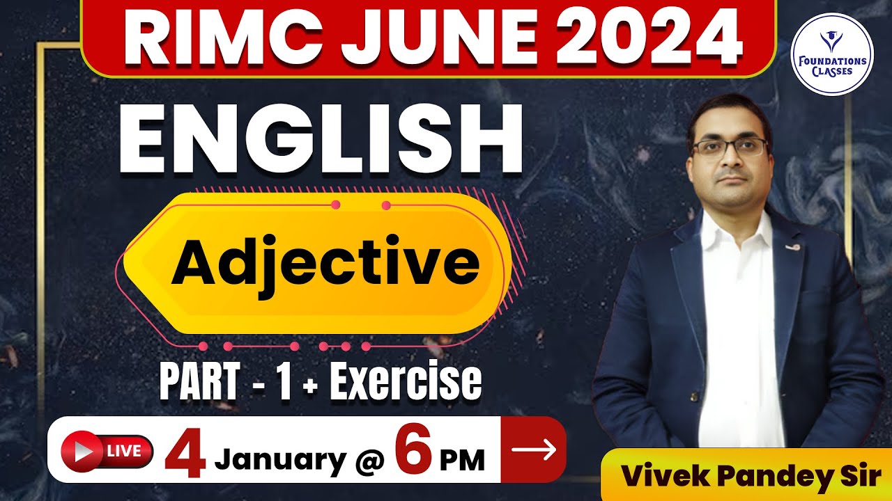 Adjective Part 1 |  Adjective  in English Grammar | RIMC Exam June 2024 |By Vivek Pandey sir