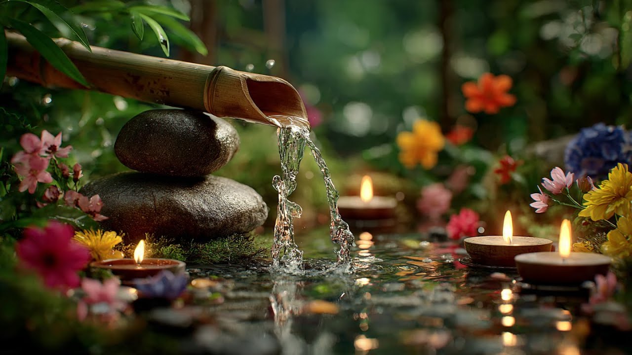 Calming Water Fountain Ambience and Soft Piano for Deep Sleep | LIVE