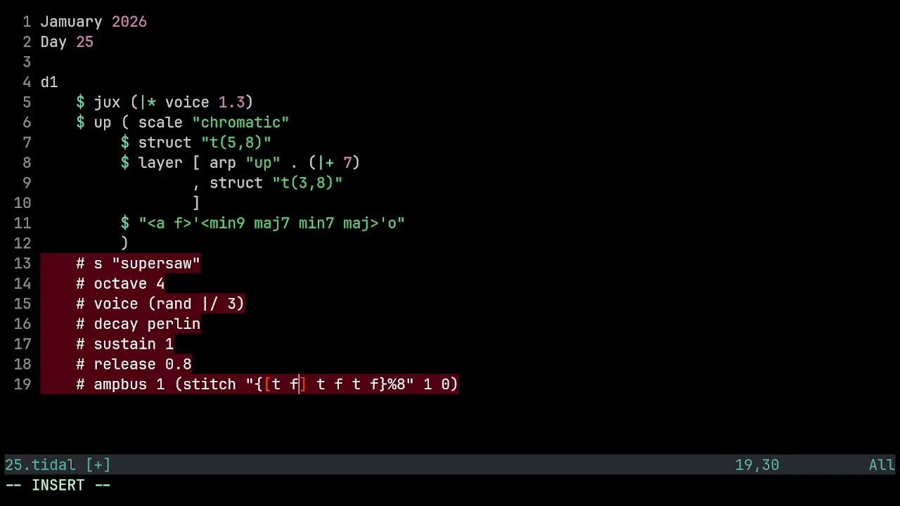 Jamuary 2026 Day 25 Tidal Cycles Livecoding