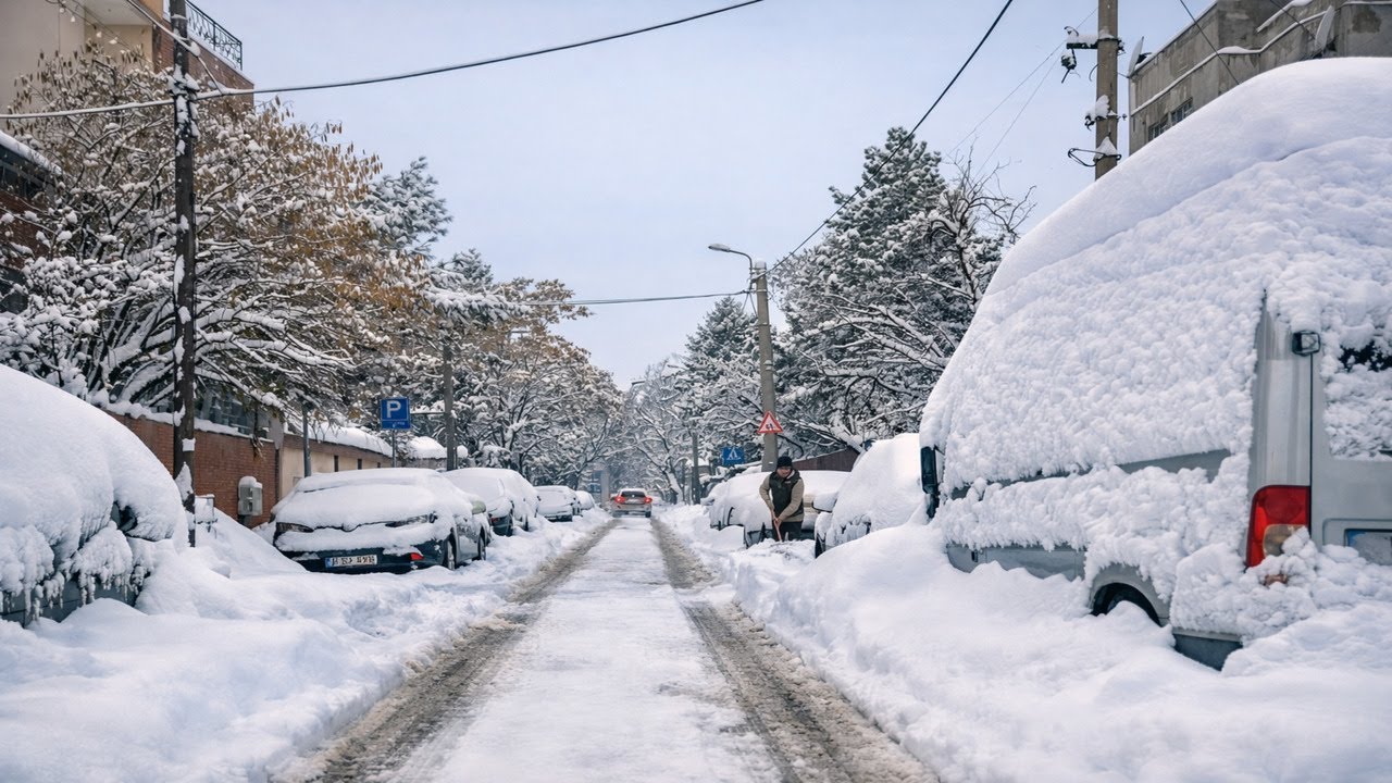Prin București în cea mai mare ninsoare din ultimii 10 ani ❄️🚗