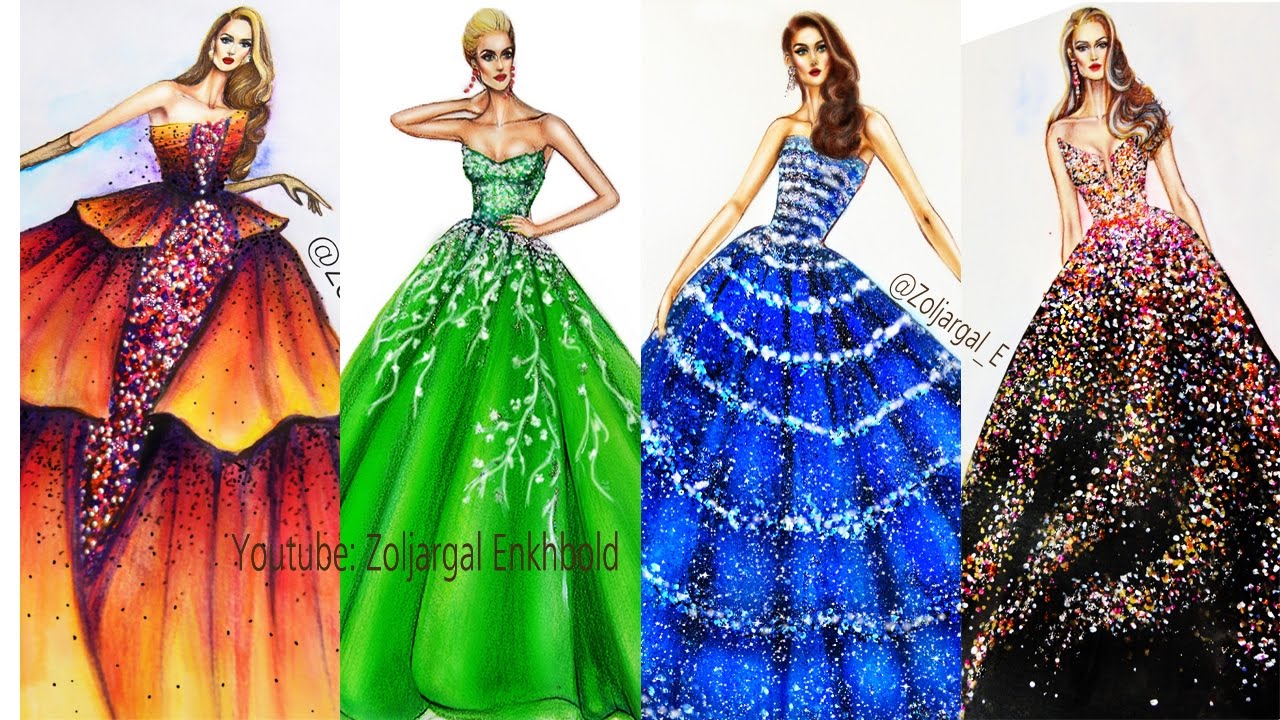 Fashion Illustrations Compilation Part 3 - Sparkling Gowns