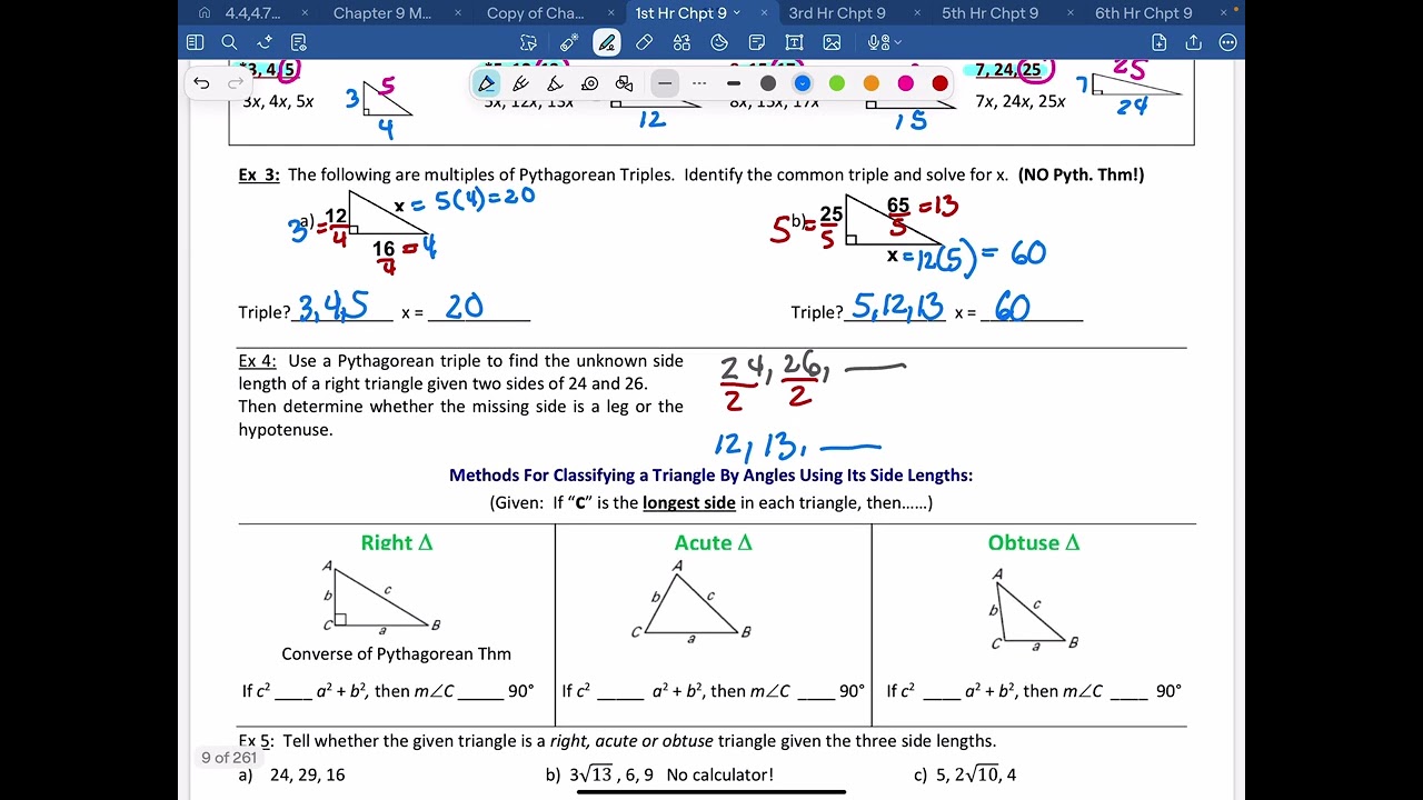 9.1 Apply the Pythagorean Theorem Part 2