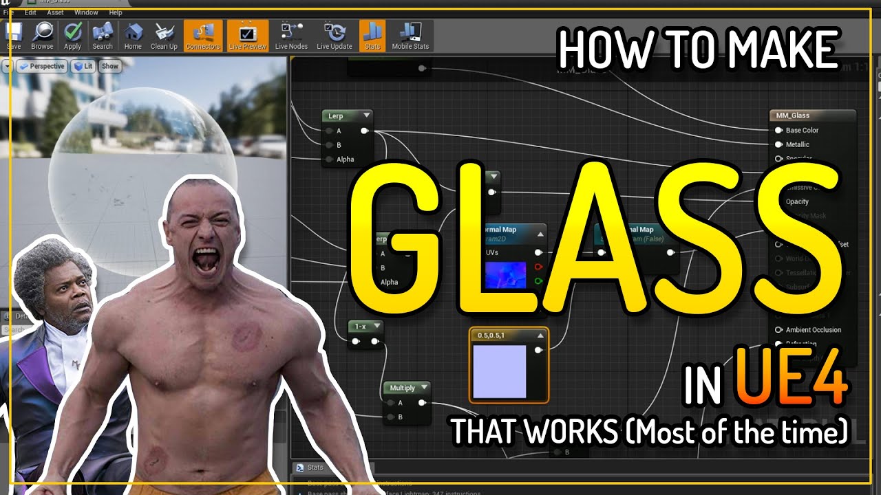 A walkthrough of a Glass material in UE4