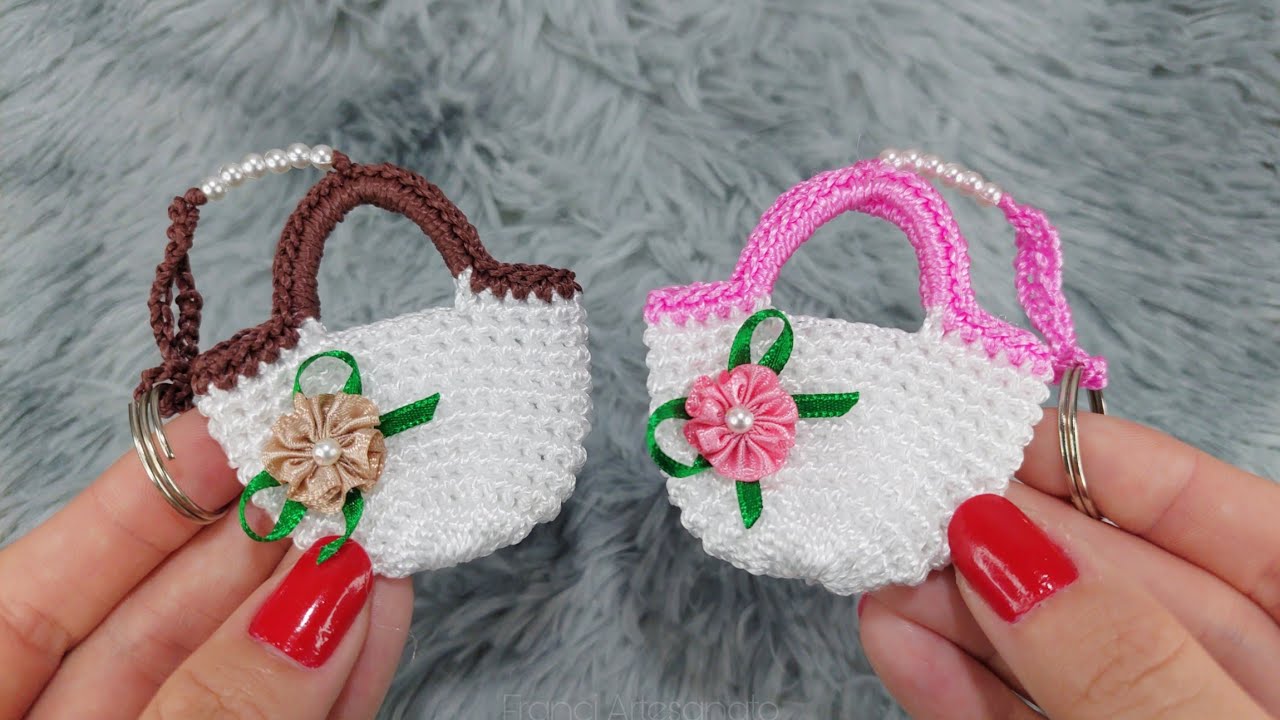 CHAVEIRO BOLSINHA DE CROCHÊ | Chaveiro mini bolsa 👛