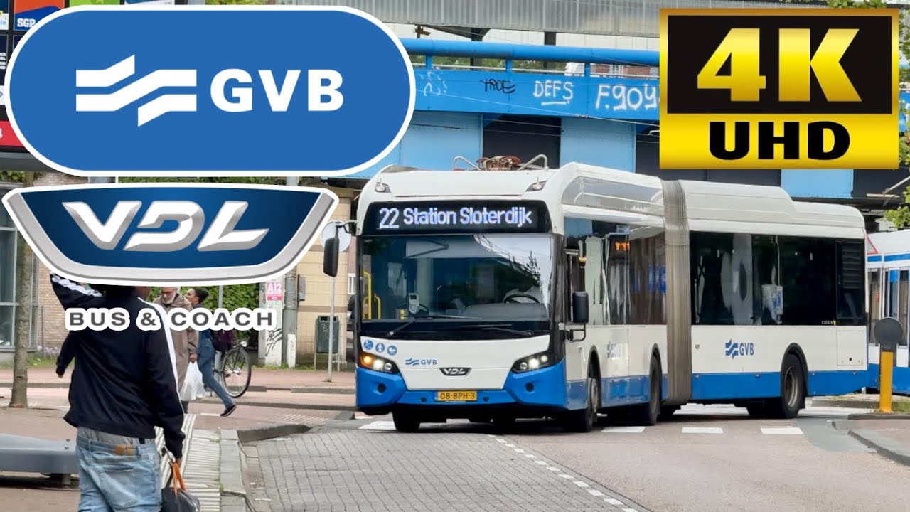 [GVB Netherlands: 22 Muiderpoortstation to Station Sloterdijk, Amsterdam Centraal] VDL Citea SLFA180