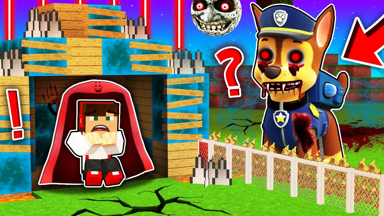 CHOWAM SIĘ POD KOCEM W BAZIE PRZED STRASZNYM CHASE.EXE Z PSI PATROL W MINECRAFT?! GPLAY & LUMI
