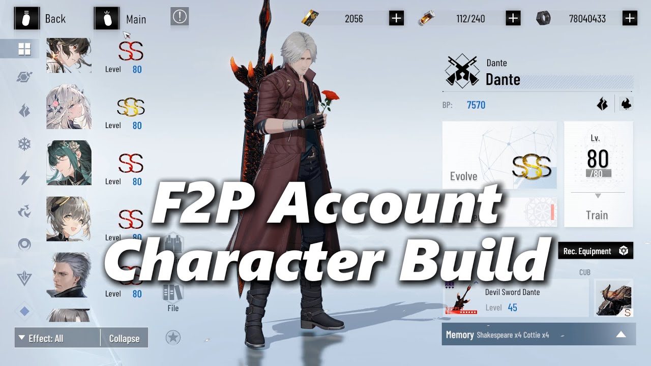 PGR X DMC 5 Fate Banner SSS Dante F2P Account Character Build #f2p #pgr #dmc5
