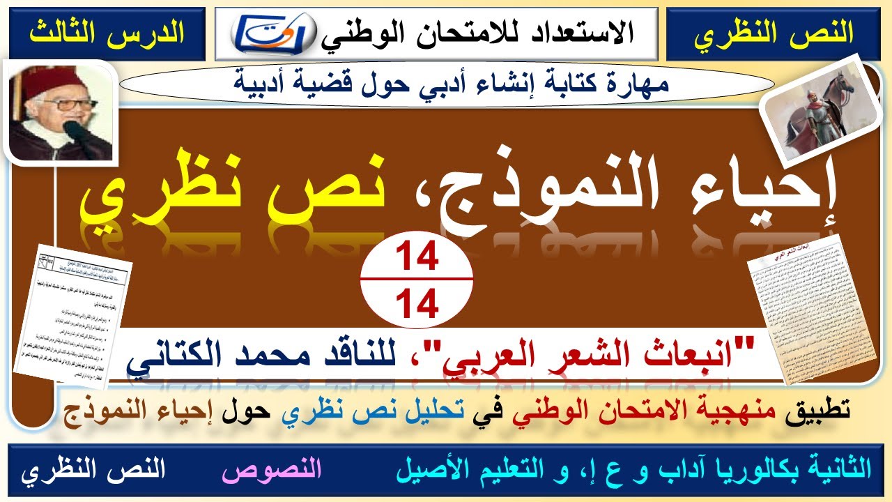 النص النظري، الدرس الثالث: تحليل نص نظري حول إحياء النموذج