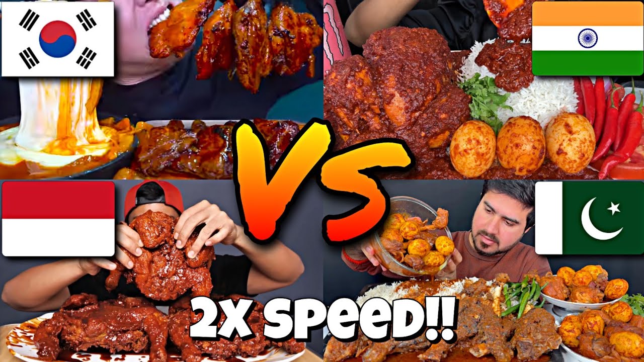 2x speed!🔥ASMR MUKBANGERS Around The WORLD Eating Spicy food🇰🇷🇮🇳🇲🇨🇵🇰🇧🇪FASTMOTION Eating compilations