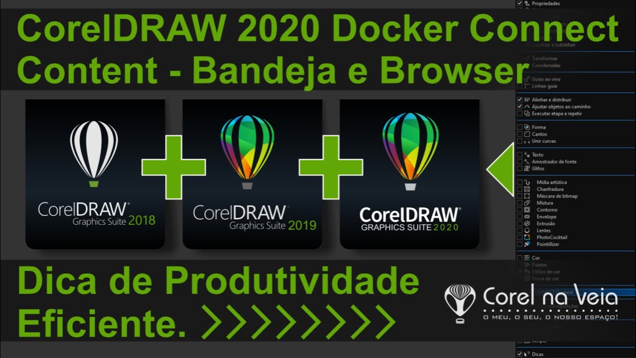 CorelDRAW 2020 Docker Connect Bandeja e Browser Dica de Produtividade