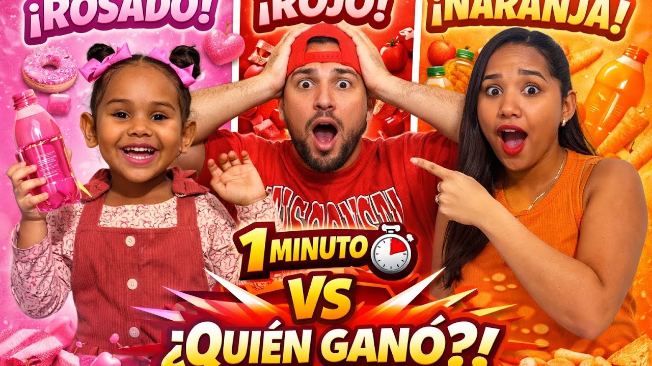 Compramos Comida del Color de Nuestra Ropa 🍊🌸❤️ | Reto Familiar