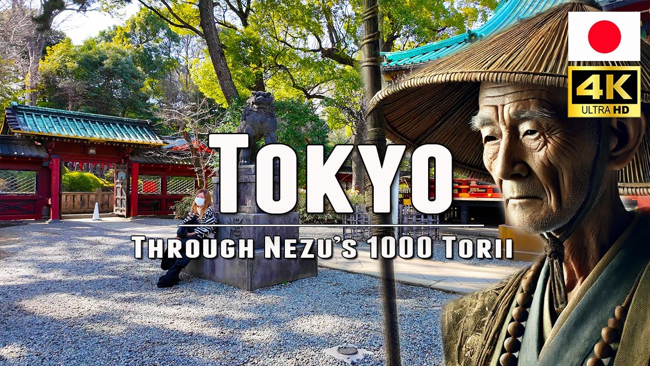 Nezu Shrine, Tokyo - Walking Through the 1000 Torii Gates | Japan Walking Tour 【4K UHD】