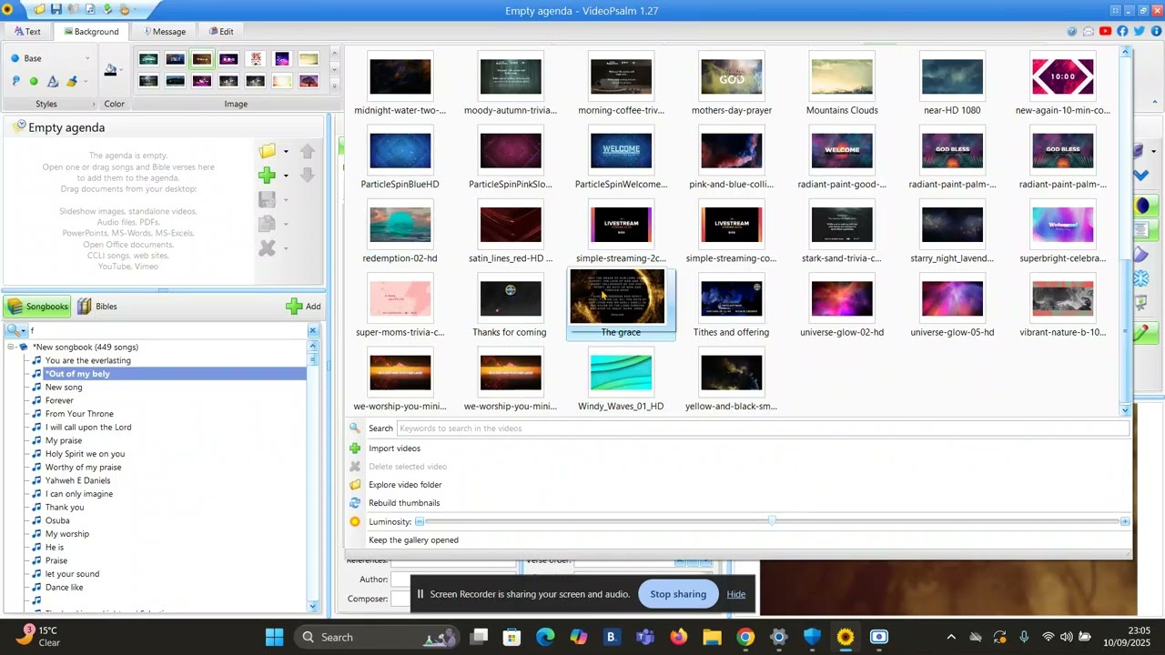 How to change the presentation background on VideoPsalm?