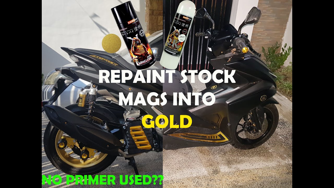 HOW TO REPAINT YAMAHA AEROX STOCK MAGS USING SAMURAI SPRAY PAINT | SPARKLING GOLD | DIY