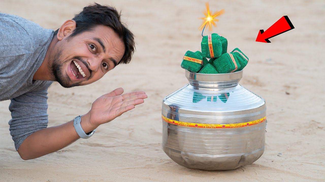 Many Diwali Bombs Vs Steel Pot - Will It Survive ?