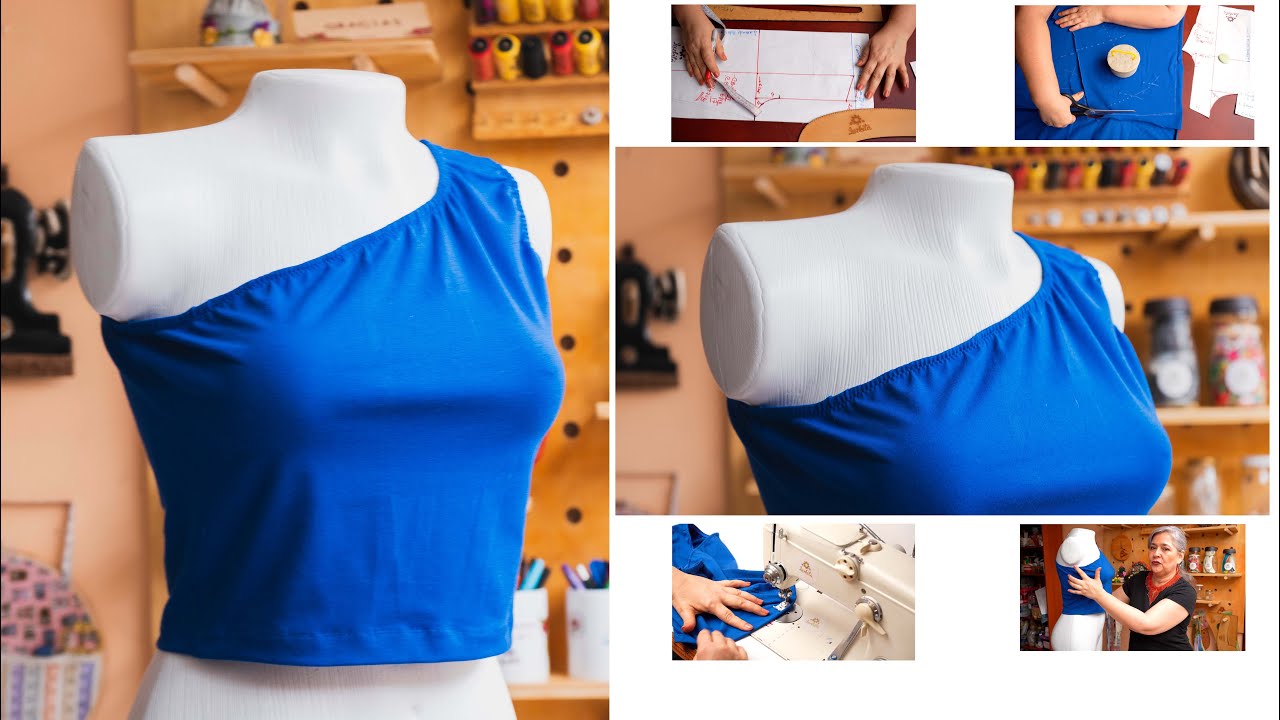 Crop top asimétrico /Blusa de moda fácil de hacer paso a paso moldes, corte y confección/DIY
