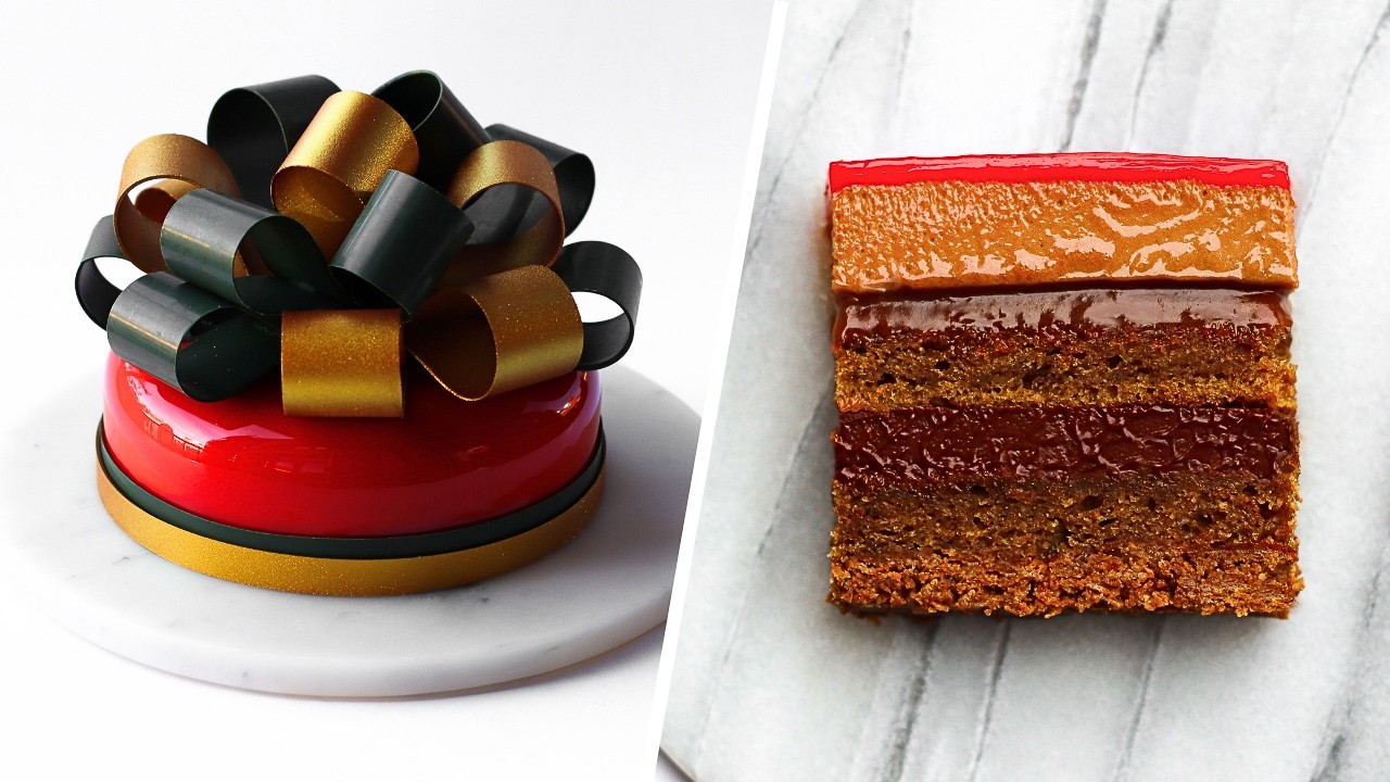 Tutorial: Christmas Entremet │Gingerbread, Chocolate & Orange │ Mirror Glaze & Caramel │