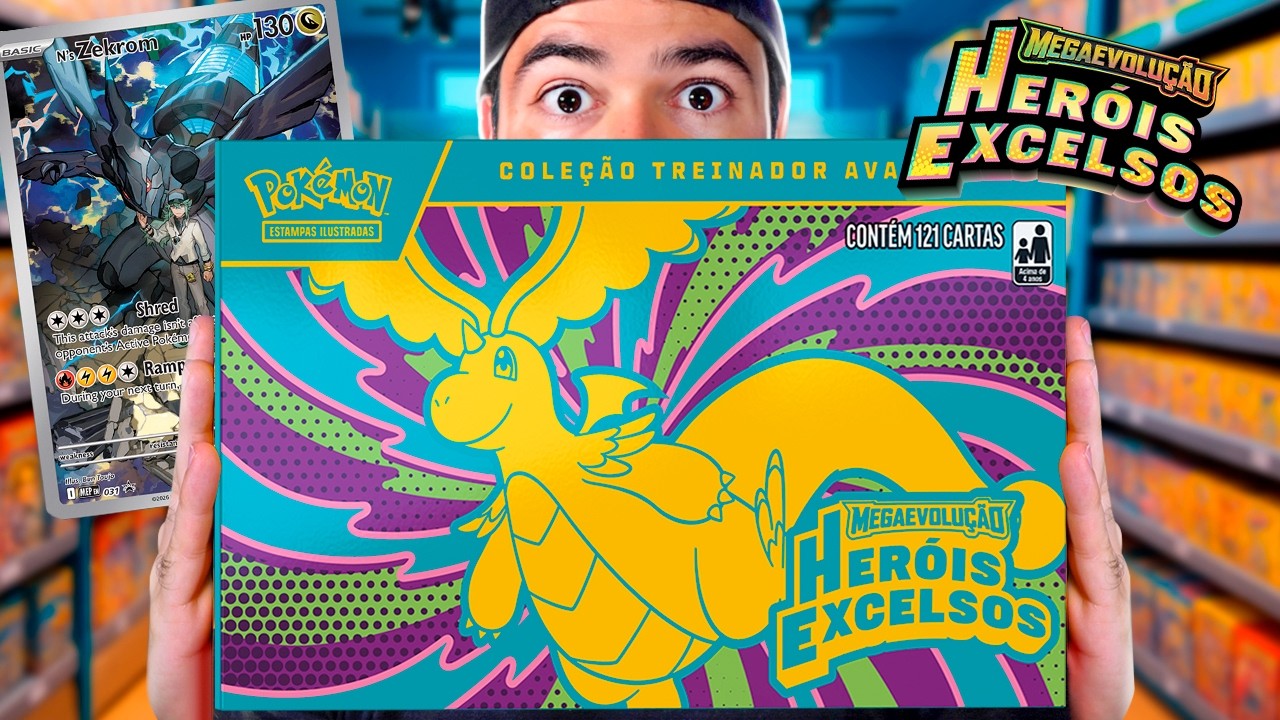 Nova Elite Trainer Box de Carta Pokémon Heróis Excelsos | Coleção Treinador Avançado