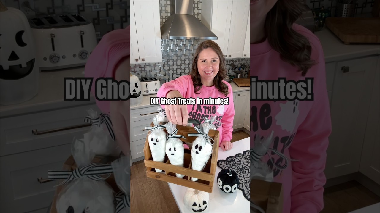 👻 Easy DIY Ghost Cotton Candy Treats | Halloween Party Favor Idea 🎃✨#Shorts