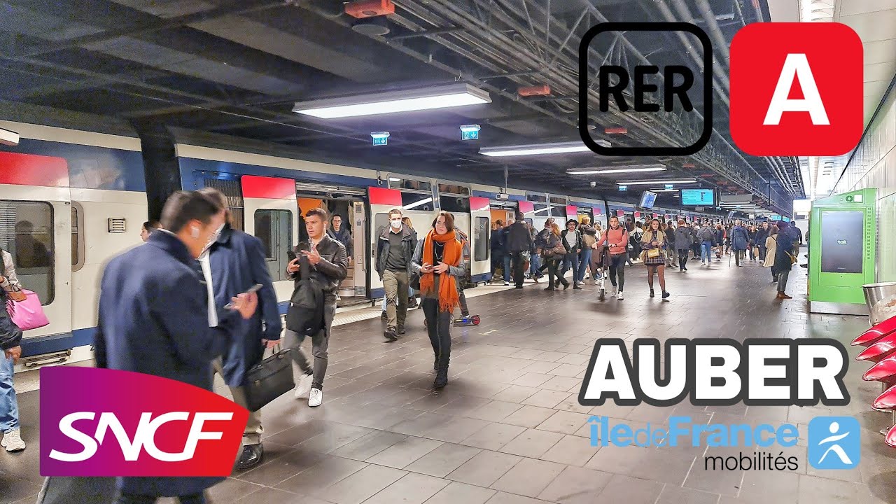Paris Train RER A Départ Auber (MI09 + MI2N) Euro Express