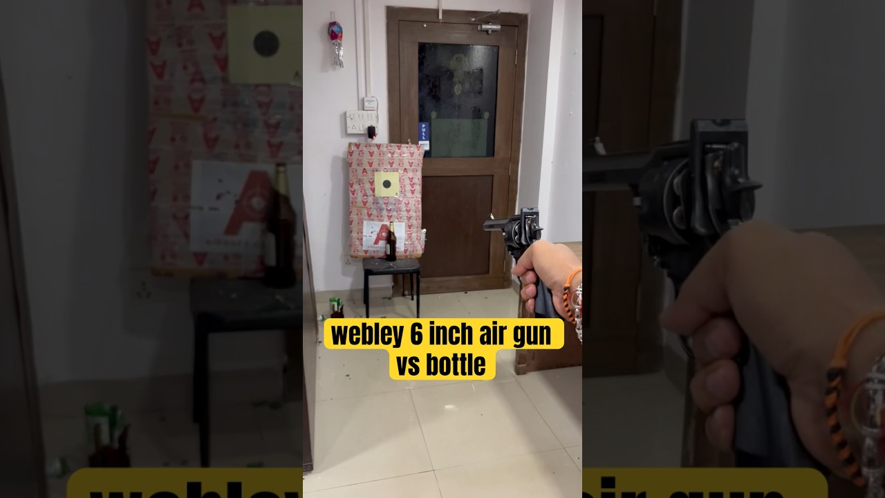 Webley 6 inch sports air revolver vs Bottle power test #webleyrevolver #webley #airgun #co2airgun