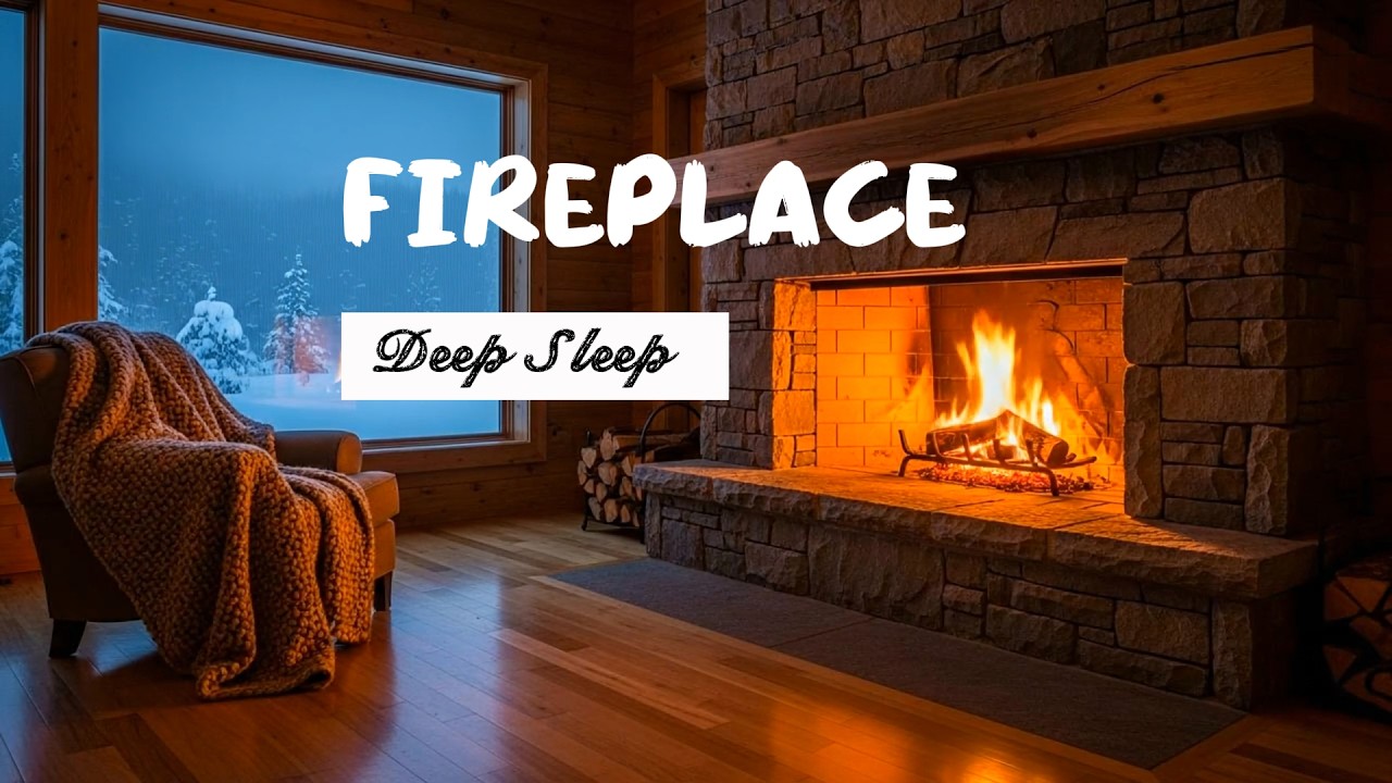 LIVE 🔴Deep Sleep Fast | Fireplace Crackling with Winter Snow