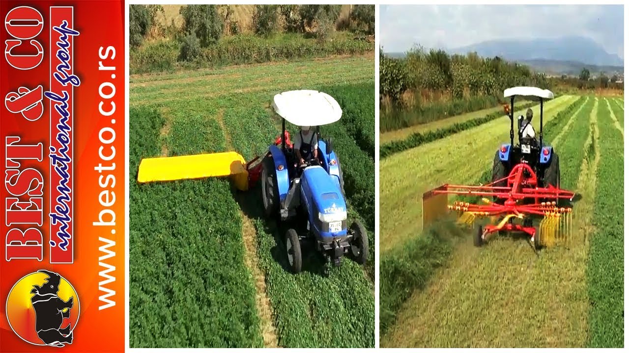 Kosenje i sakupljanje lucerke - Mowing and raking alfalfa