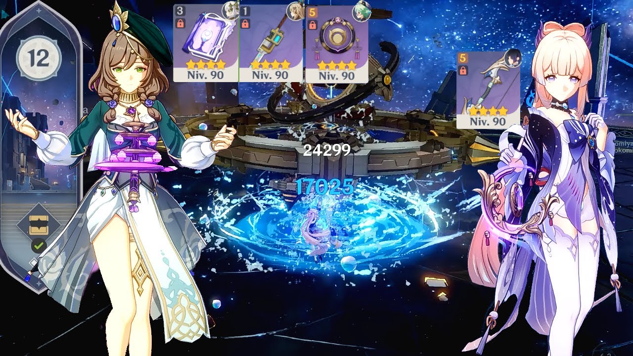 The unbreakable shield Lisa-Kirara & Kokomi-Yelan duo only vs 4.1 abyss 12! full 9 stars. リサ【原神】