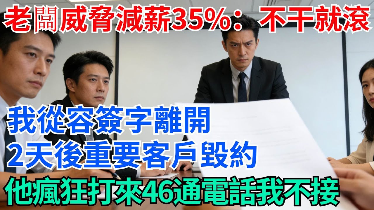 老闆威脅減薪35%：不干就滾！我從容簽字離開，兩天後重要客戶毀約，他瘋狂打來46通電話我不接【奇趣天下】