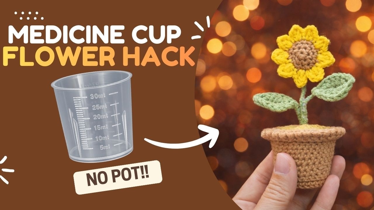Medicine Cup Sunflower Pot 🌻✨ | Crochet Flower Plant Tutorial 🧶 | DIY Mini Flower@Pattern-yf5dz