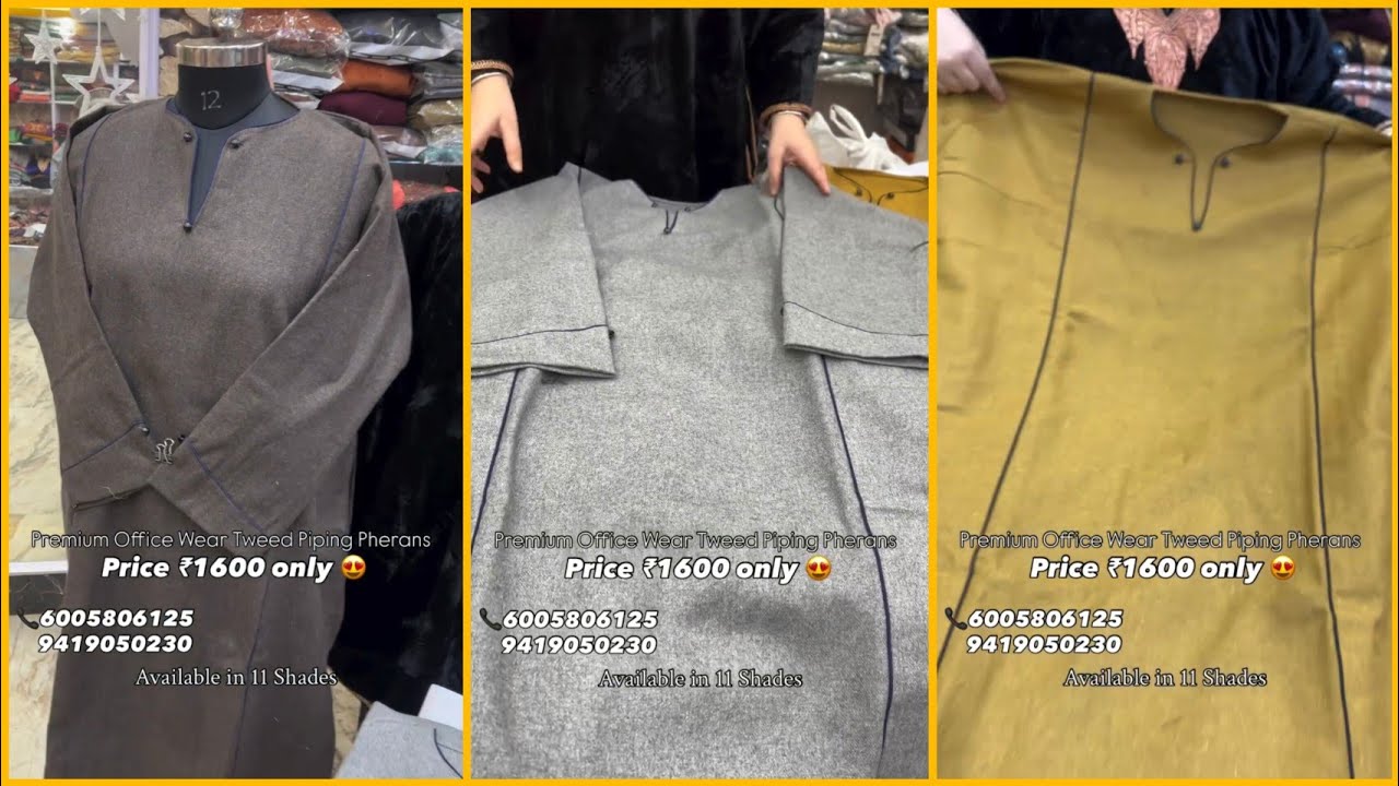 Office Wear Premium Tweed Piping Pheran Price ₹1600 only 😍Available @shah_dress_house 