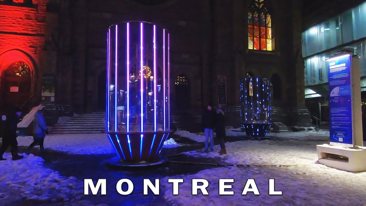 Montreal Walking to Christmas Market in Quartier Des Spectacles - Winter 2021