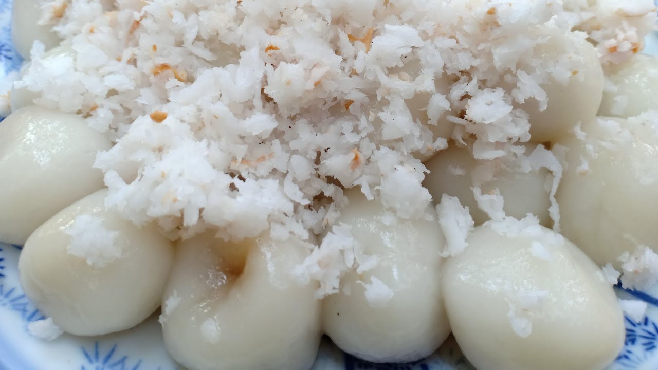 if you have Sticky rice powder+Palm sugar make this, delicious and easy/stickyrice ball cake recipe/