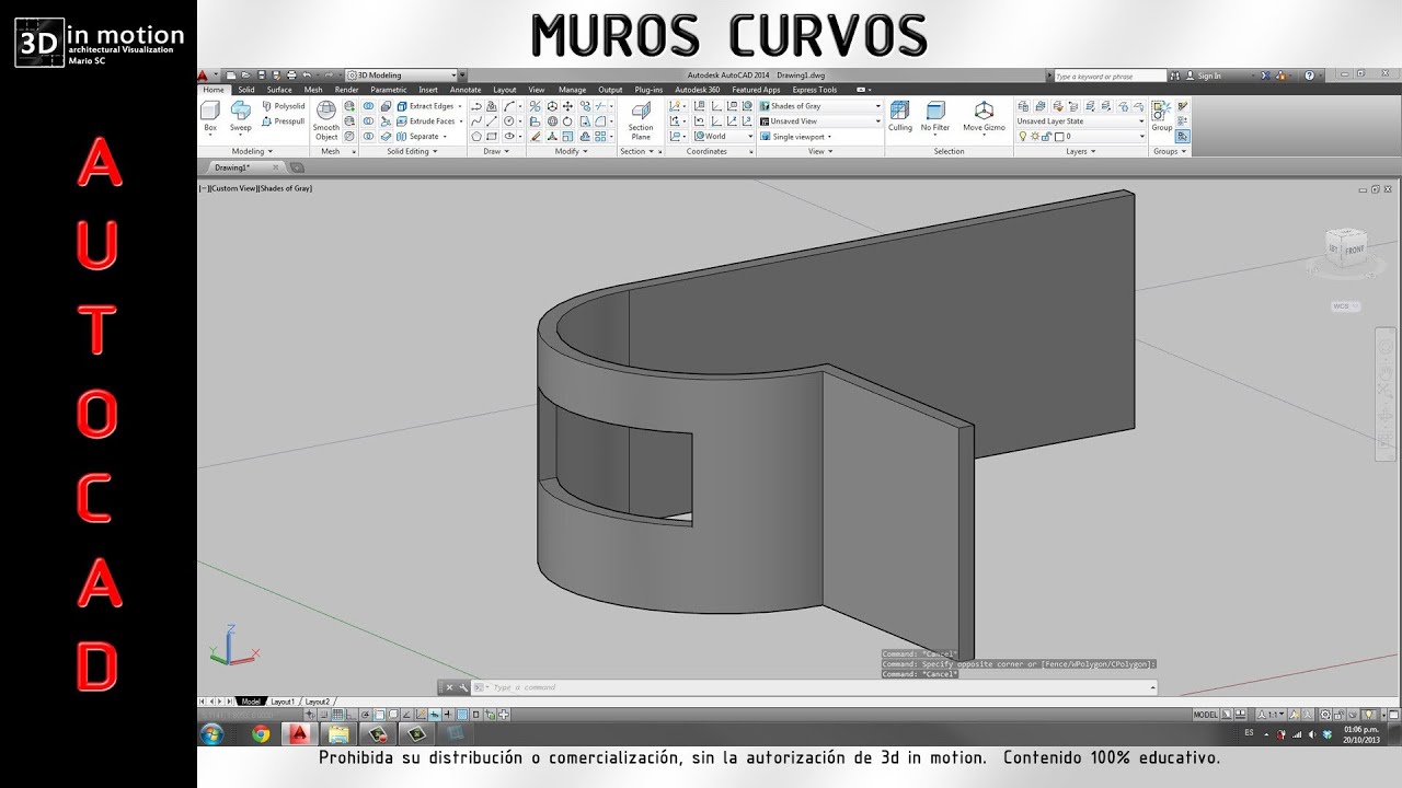 AutoCAD 3D Modelar muros curvos