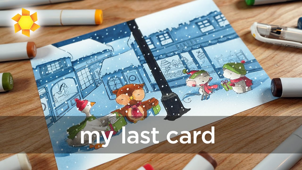 My last card of 2020: Desaturated airbrushed background