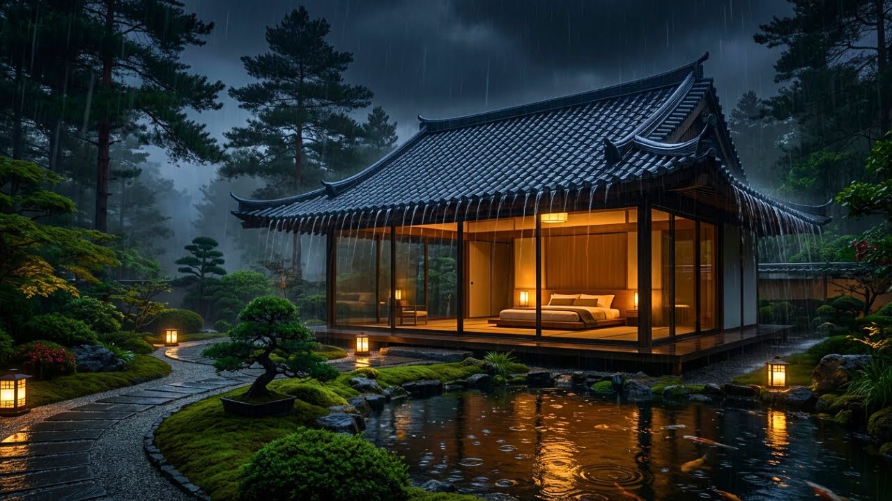 Cozy Glass Cabin in Heavy Rain Sounds for Deep Sleep,Insomnia, Anxiety, Overthinking & Stress Relief