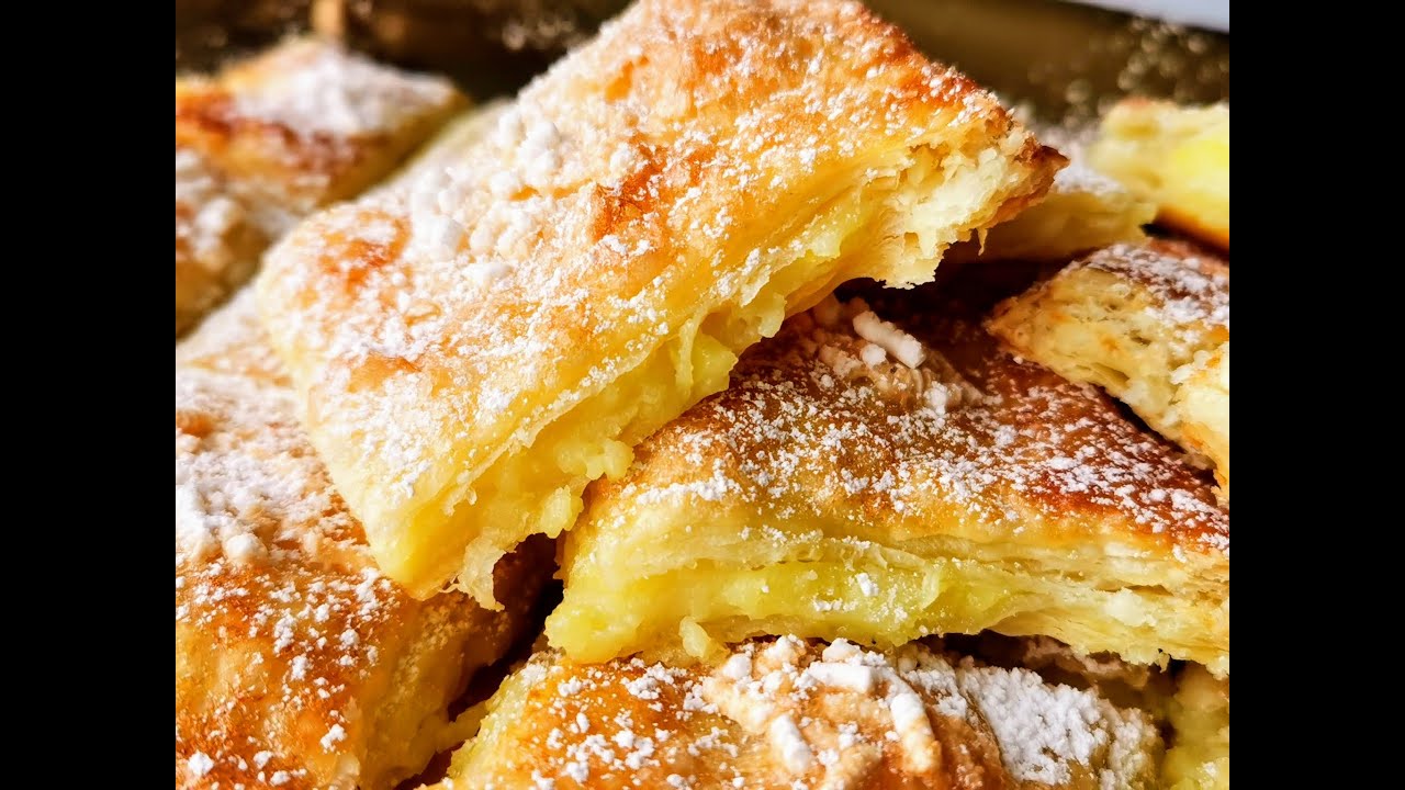 Крем пита с бутер тесто. Бърза и лесна рецепта. Италианска кухня.