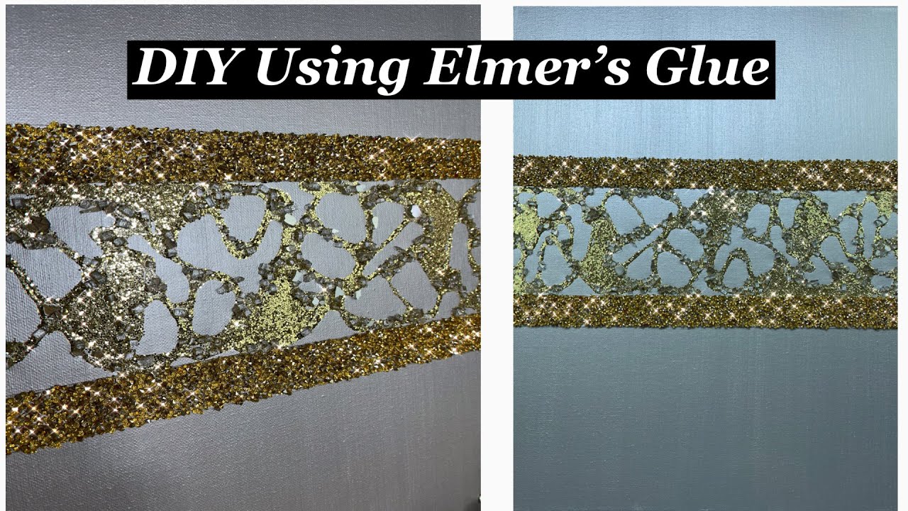 Easy DIY Bling Painting / Elmer’s Glue to Adhere Crushed Glass & Glitter