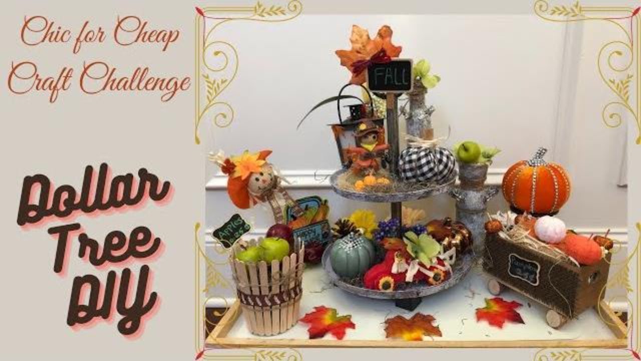 Rustic Farmhouse Tiered Tray | Dollar Store DIY | Chic for Cheap | Fall Tiered Tray | Sun's Arts