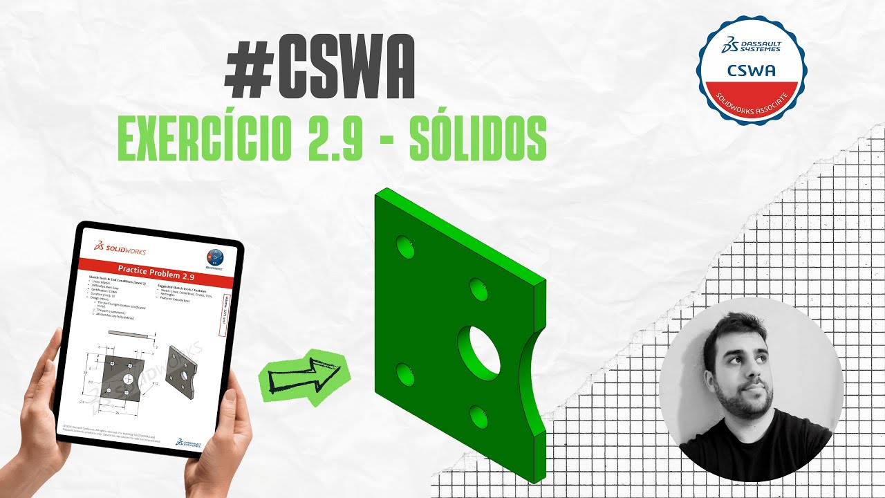 EP040: Solidworks para iniciantes | Exercício 2.9 - CSWA | Dominando Ressalto Base Extrudado