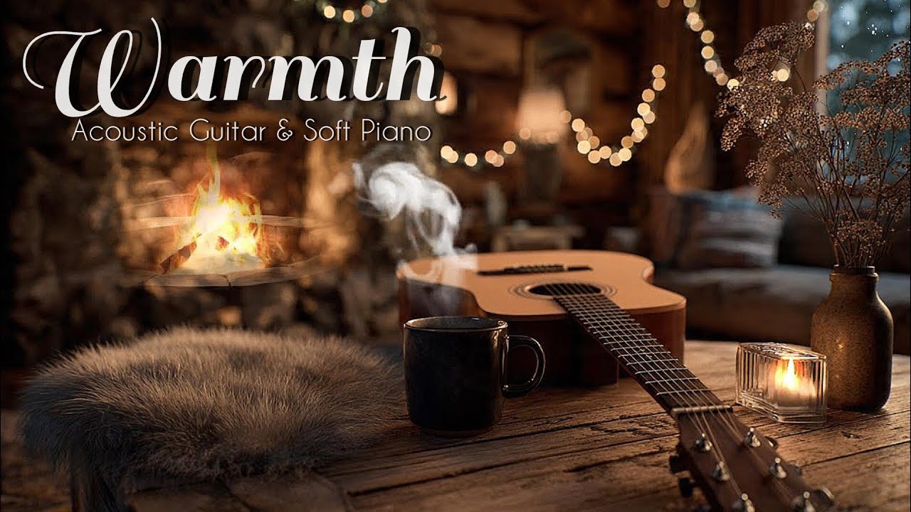 Soft Acoustic Guitar & Piano to Unwind & Let Go | Fireplace Coffee & Quiet Comfort  | 2 Hours +